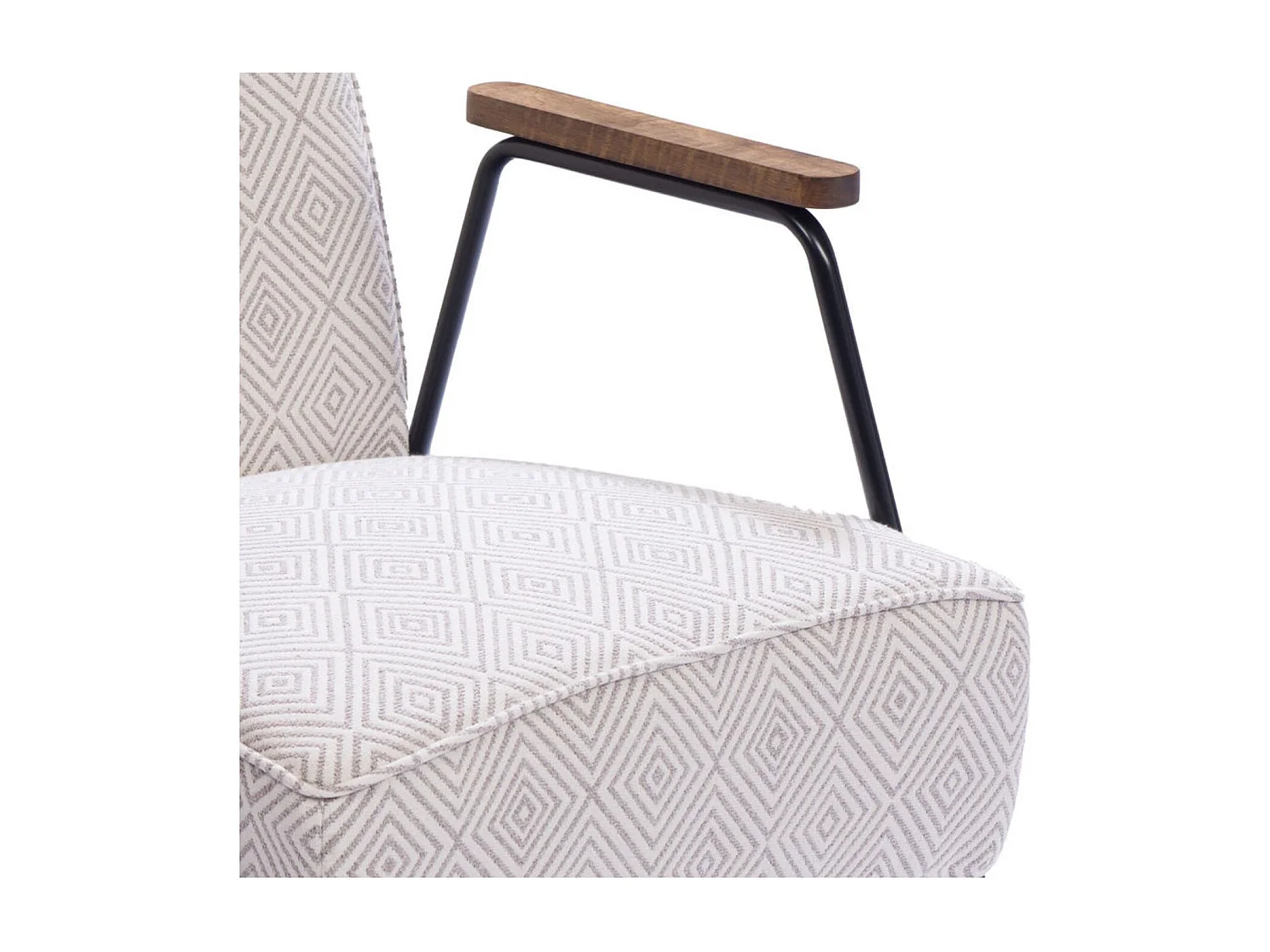 Fauteuil en tissu à carreaux ivoire et gris - SINTRA