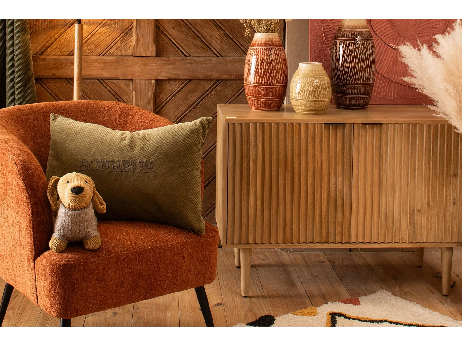 Fauteuil de salon en velours chiné - ELVA