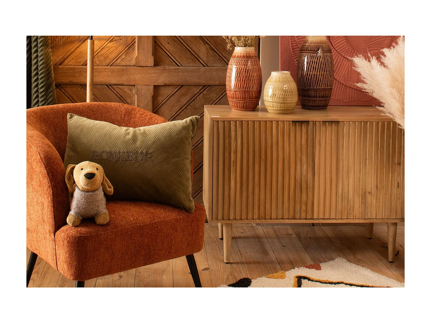 Fauteuil de salon en velours chiné - ELVA