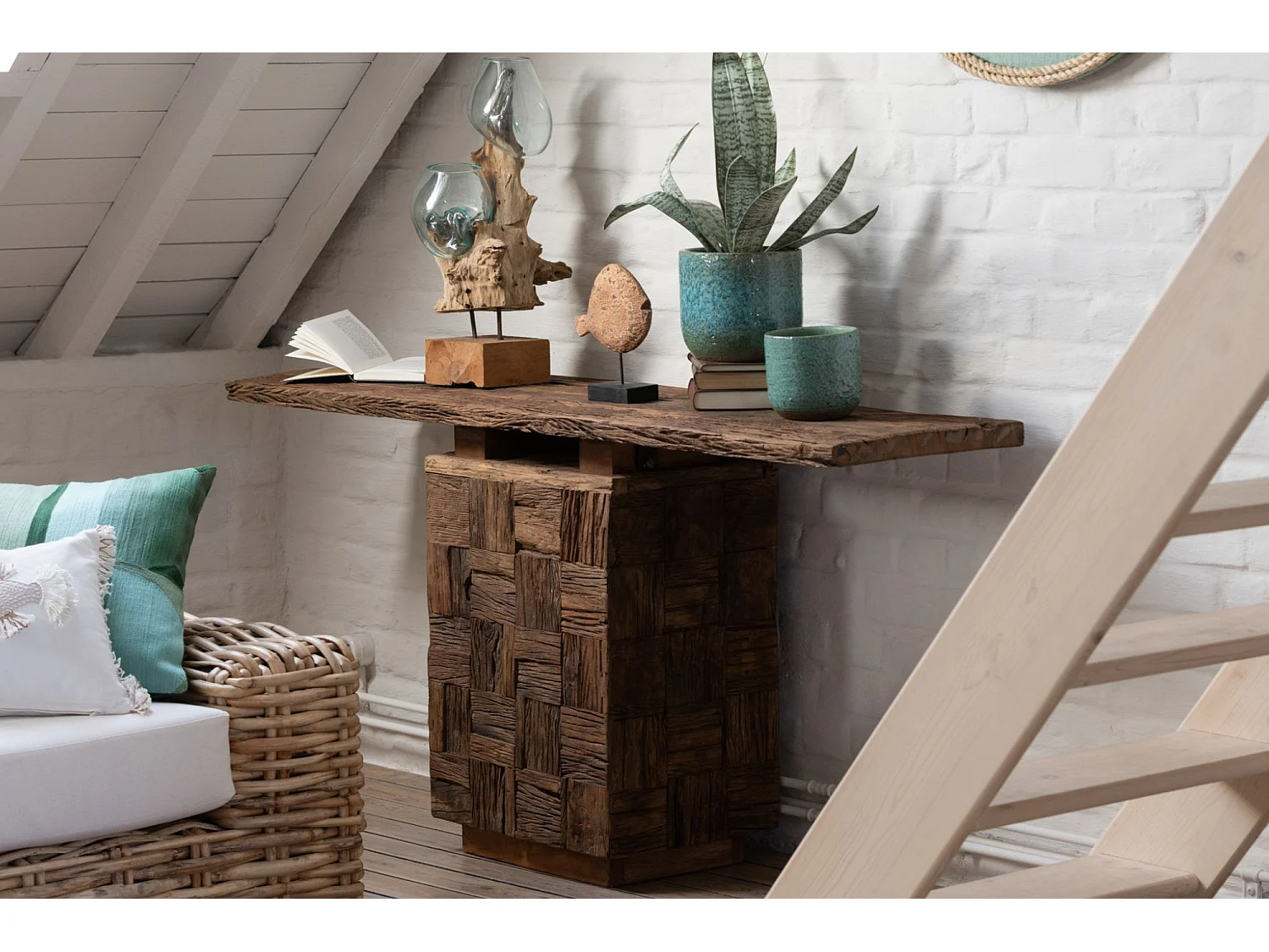 Console en bois foncé recyclé L150 - ICA