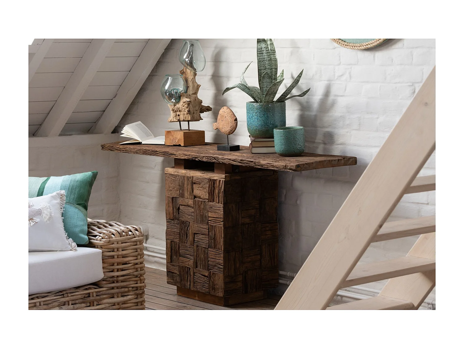 Console en bois foncé recyclé L150 - ICA