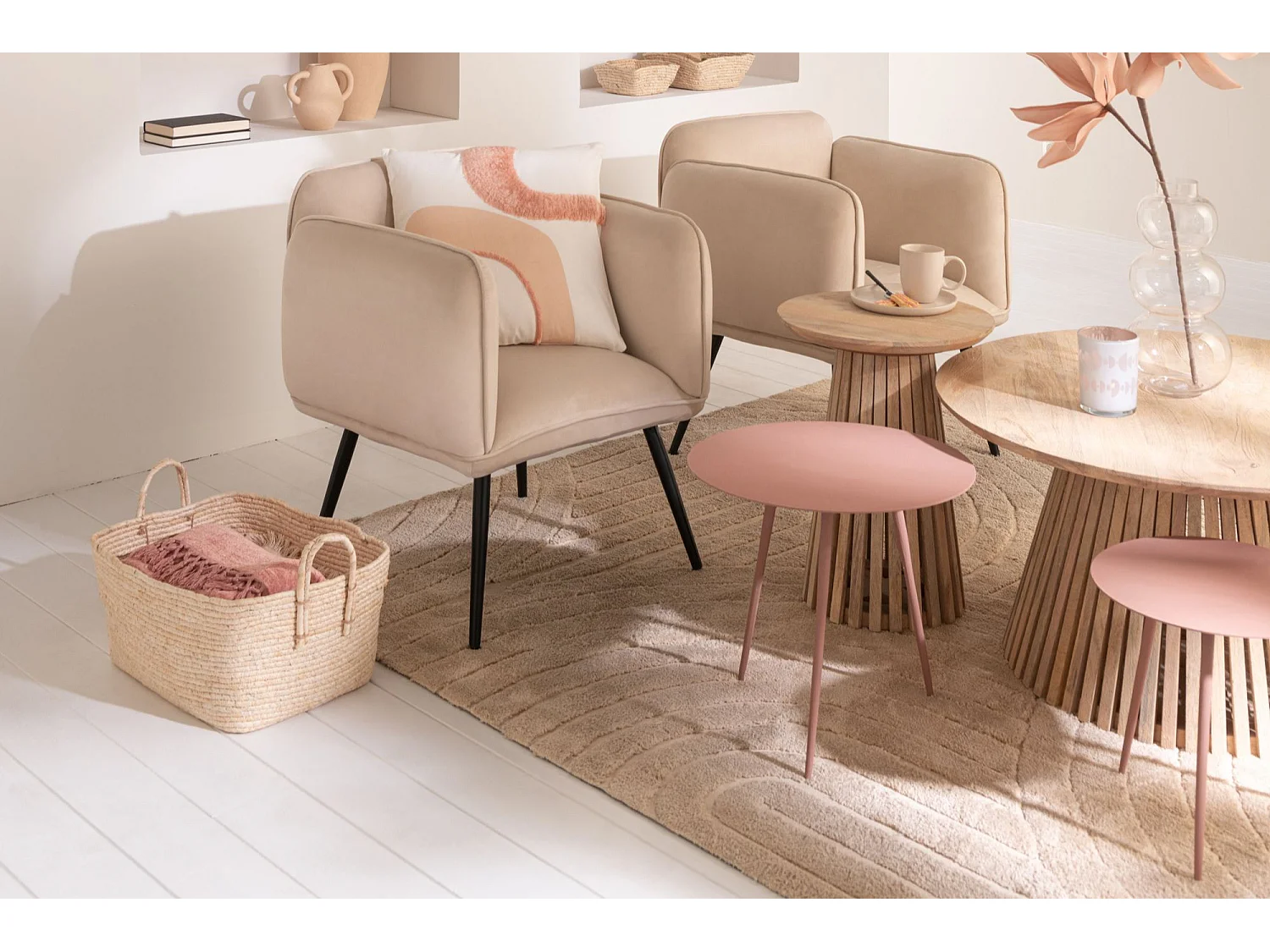 Table basse ronde en bois de manguier - VALERIE