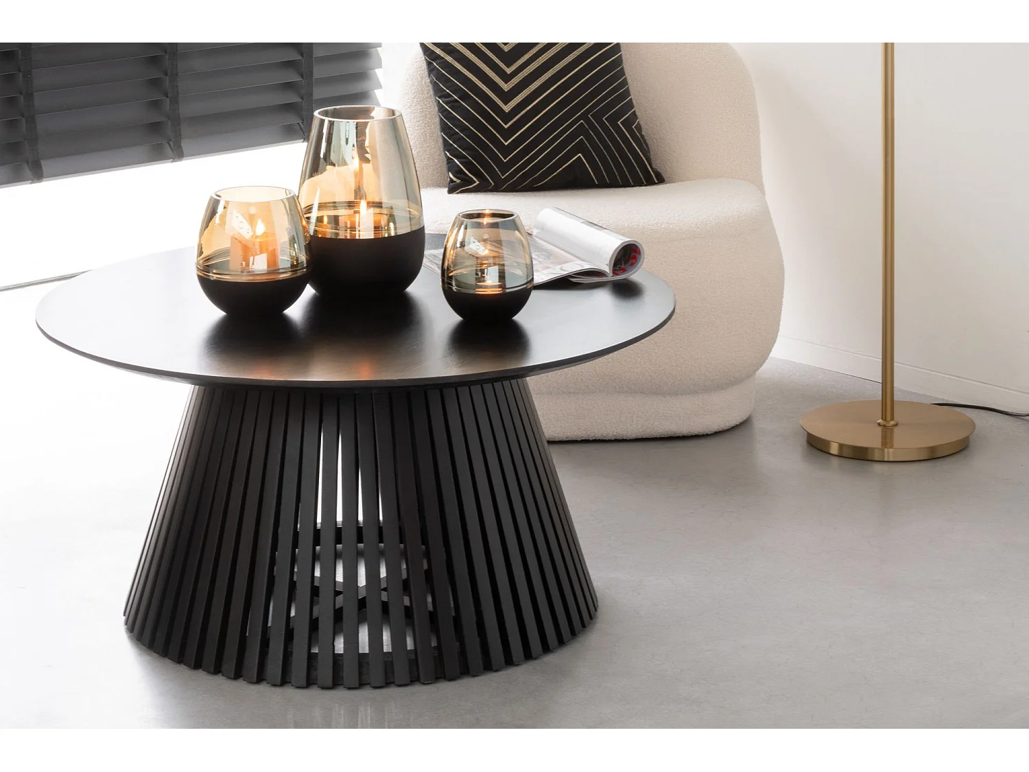 Table basse ronde en bois de manguier - VALERIE