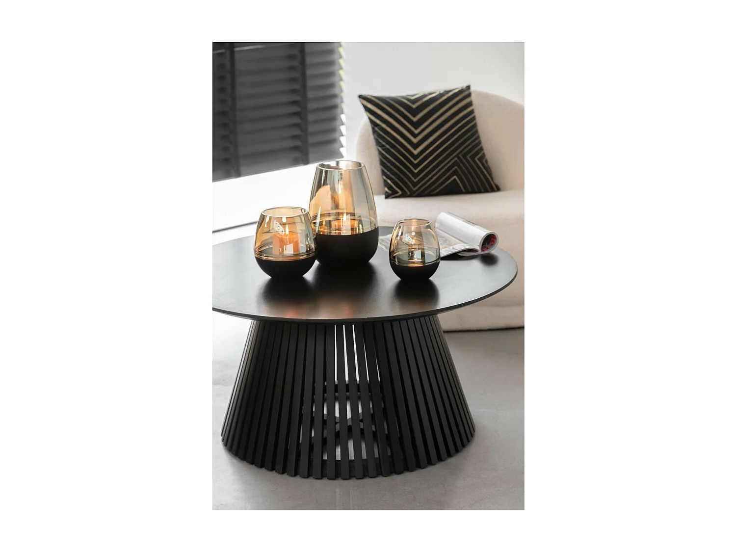 Table basse ronde en bois de manguier - VALERIE