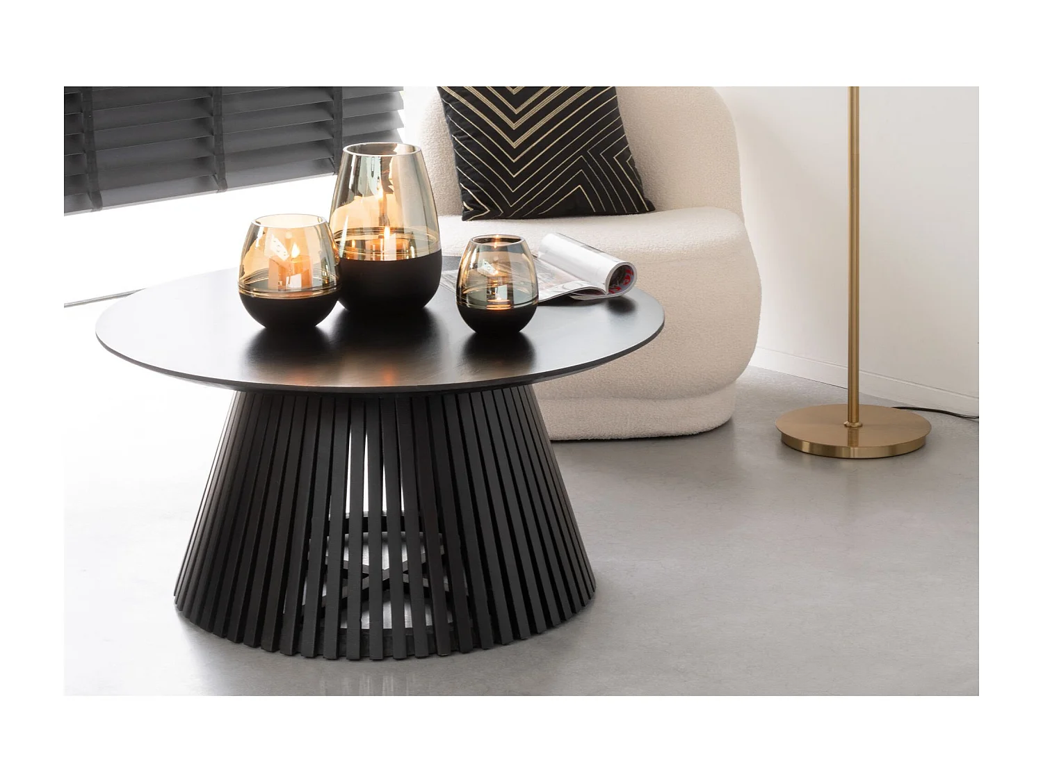 Table basse ronde en bois de manguier - VALERIE