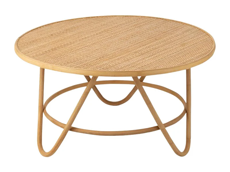 Table basse ronde en rotin naturel D80 - TARO