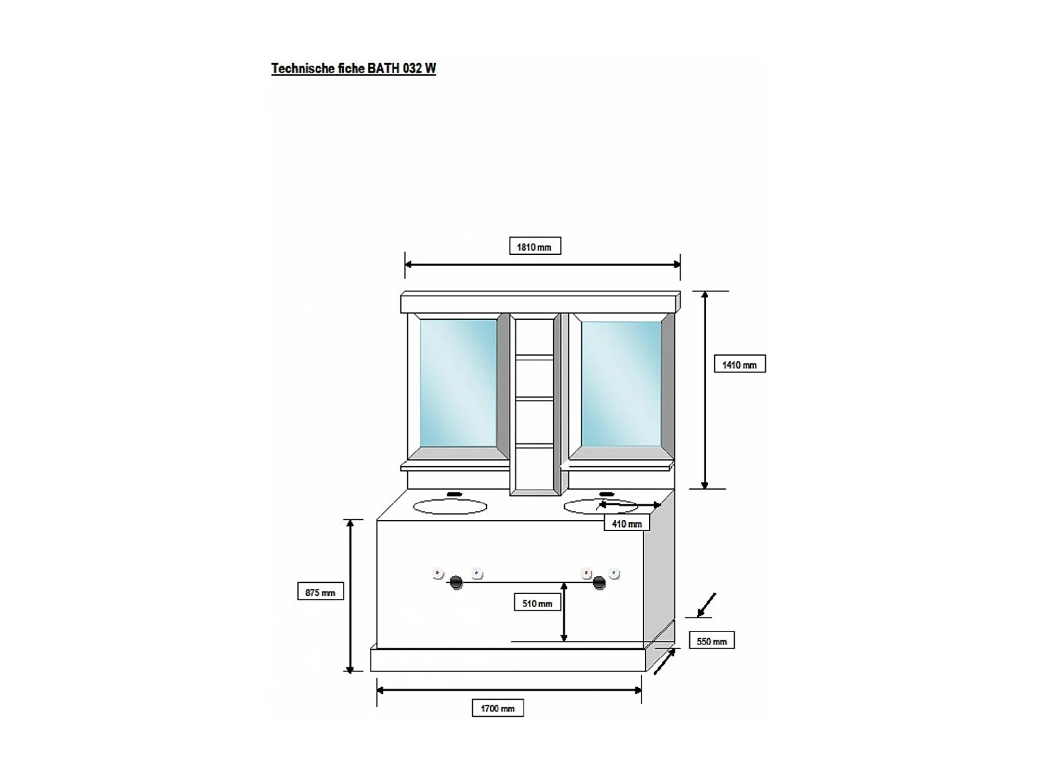 Meuble de salle de bain double vasque en chêne massif et sa crédence - VÉRONE