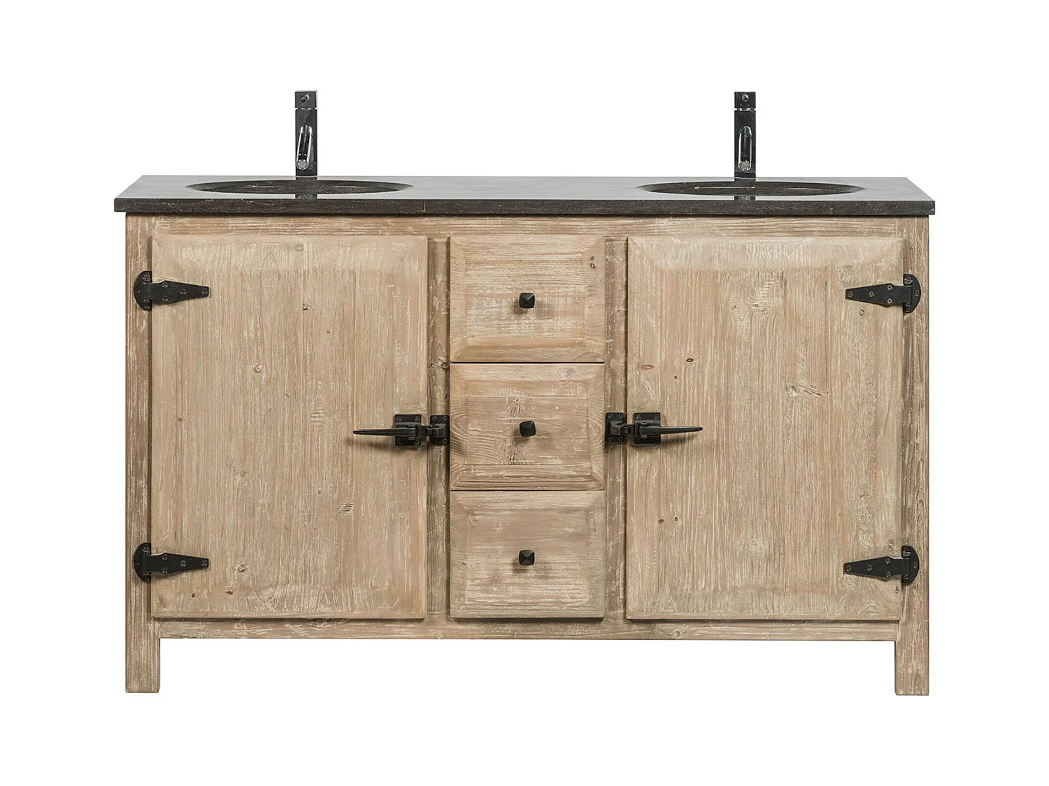Meuble de salle de bain double vasque en bois et métal L148 - LAURINA