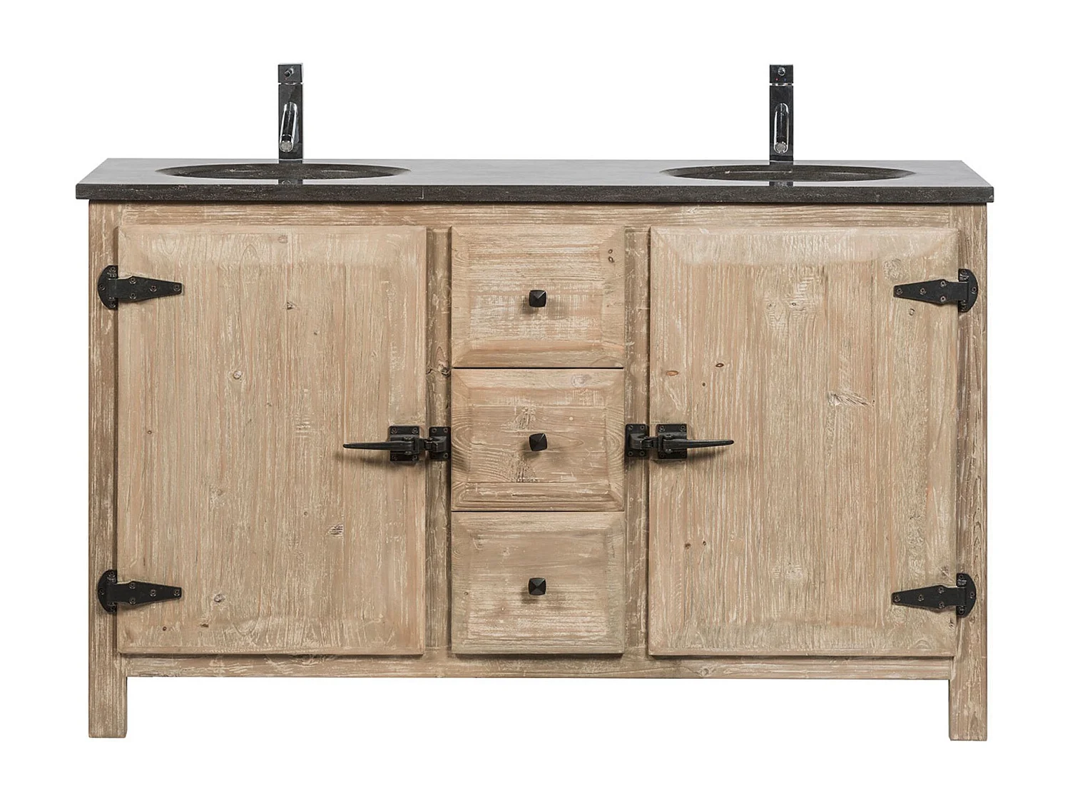 Meuble de salle de bain double vasque en bois et métal L148 - LAURINA