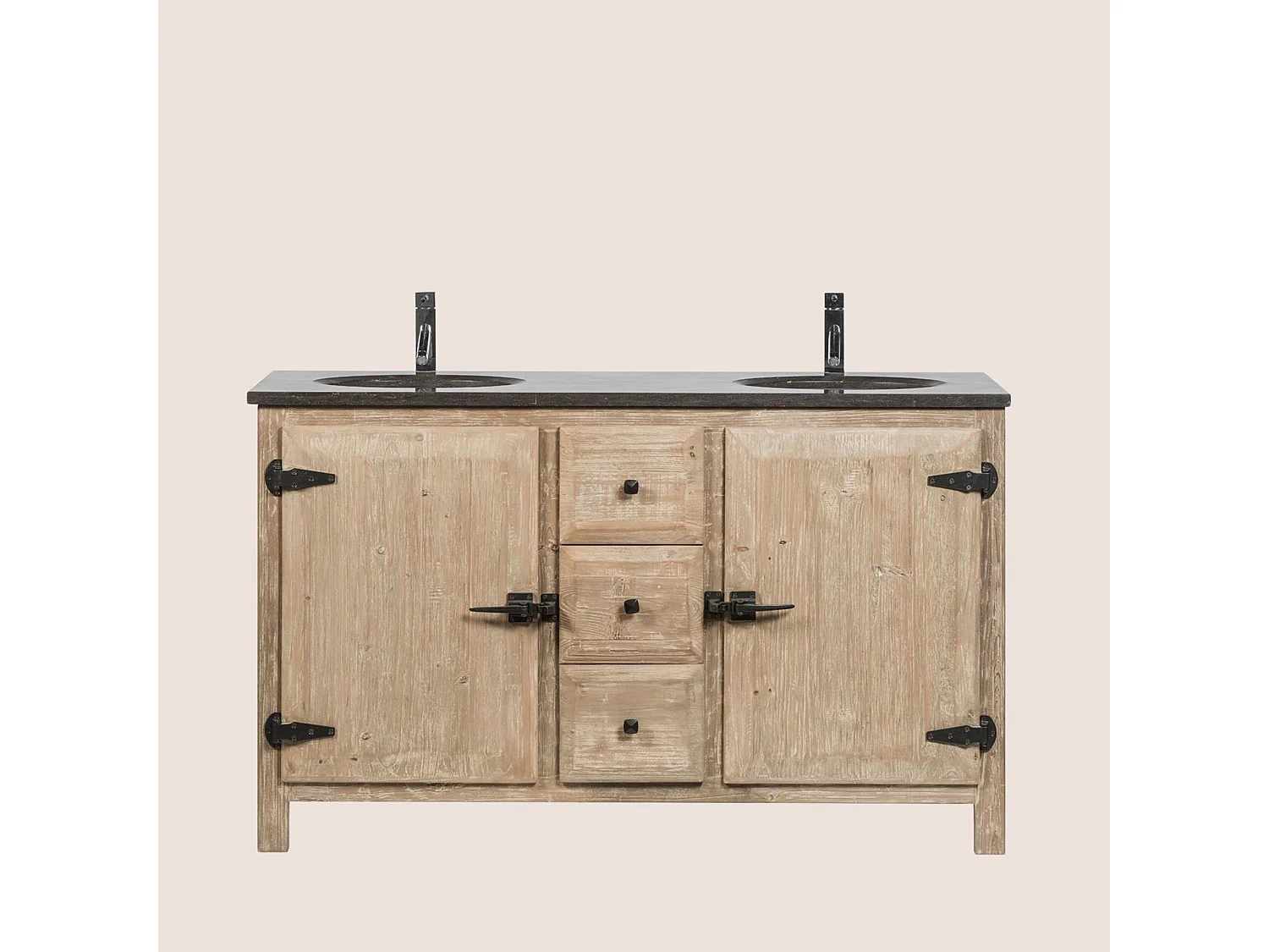 Meuble de salle de bain double vasque en bois et métal L148 - LAURINA