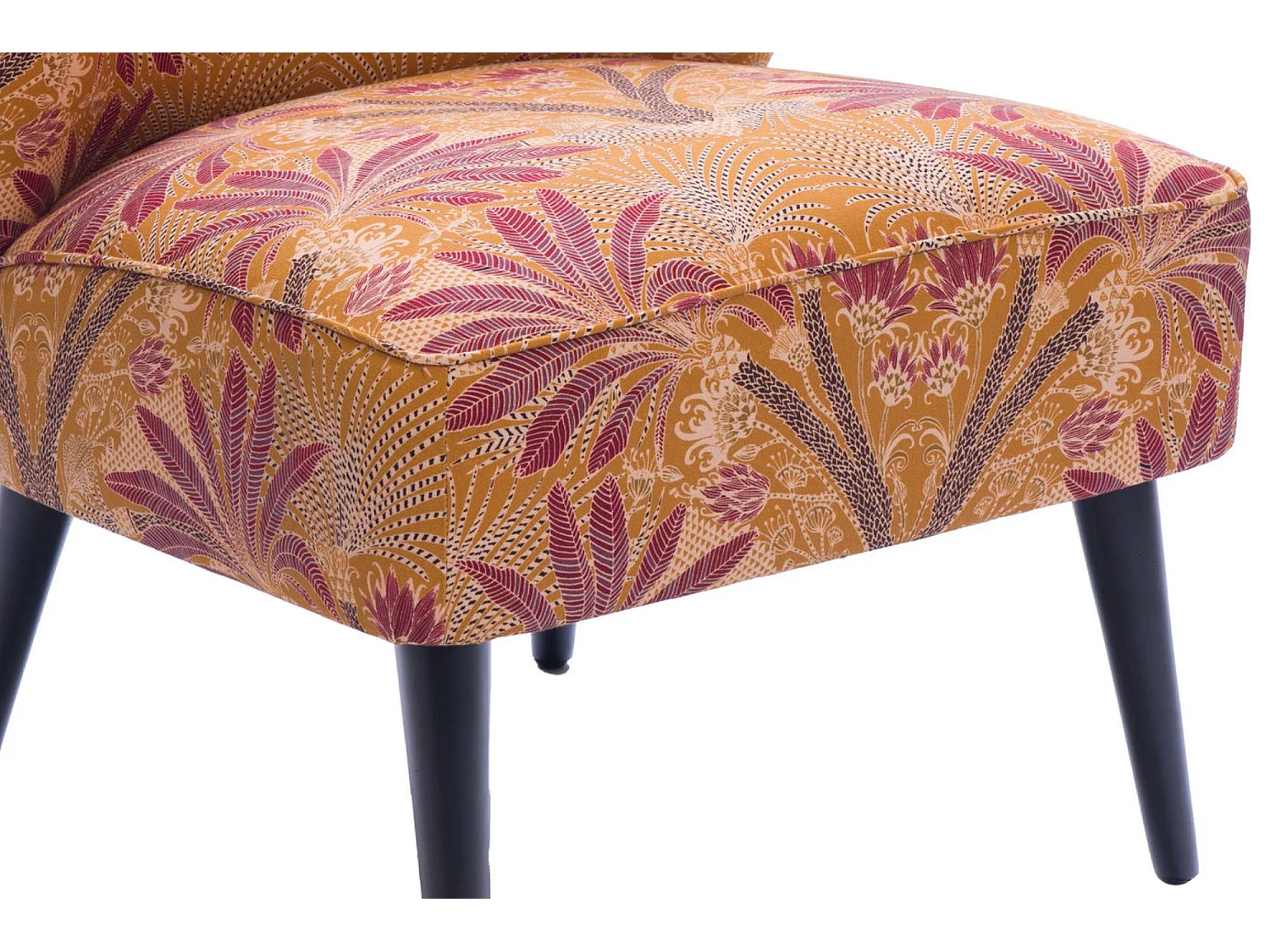 Fauteuil crapaud en tissu orange à motifs - RANCHI