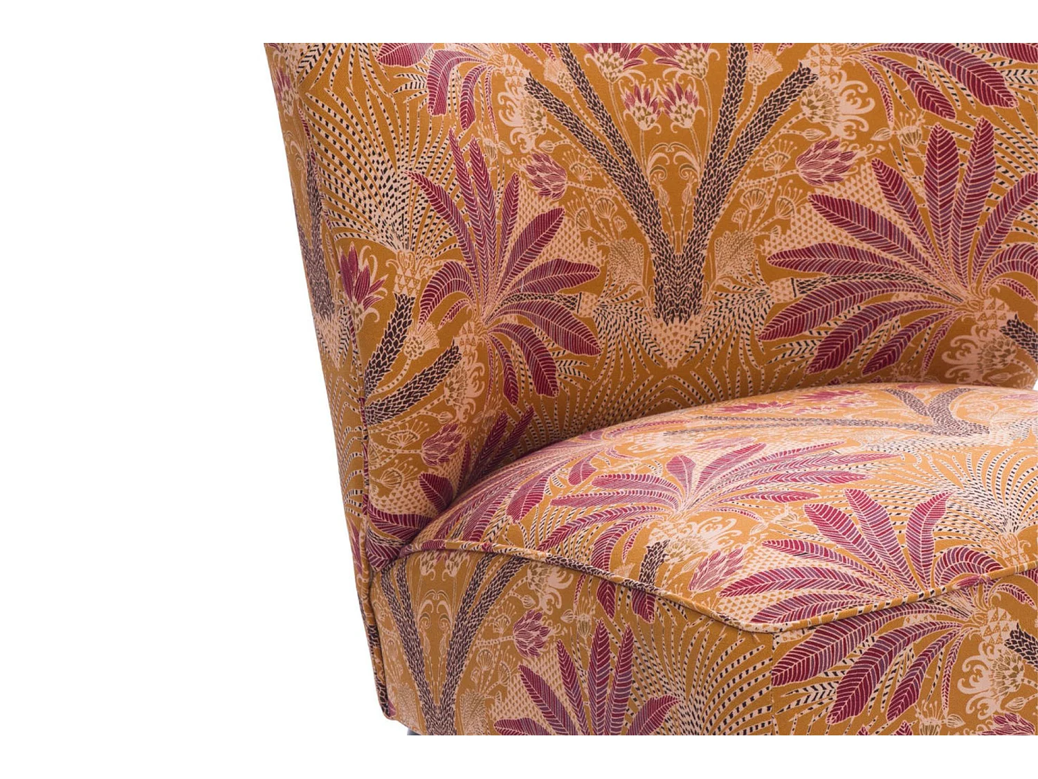 Fauteuil crapaud en tissu orange à motifs - RANCHI