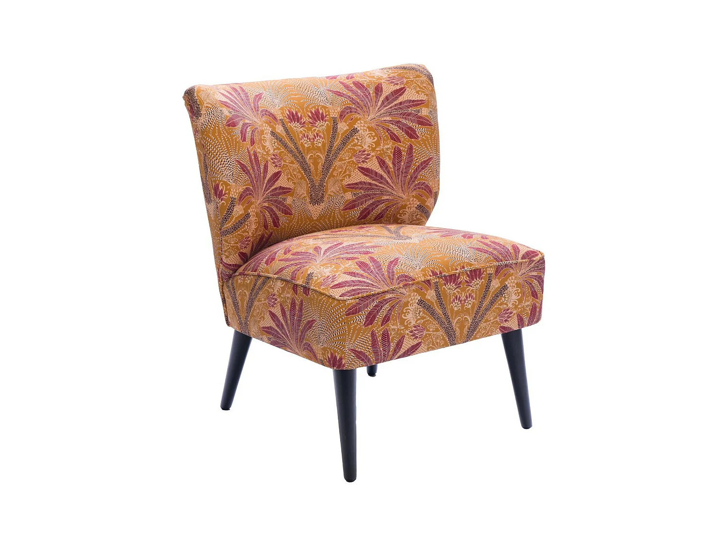 Fauteuil crapaud en tissu orange à motifs - RANCHI