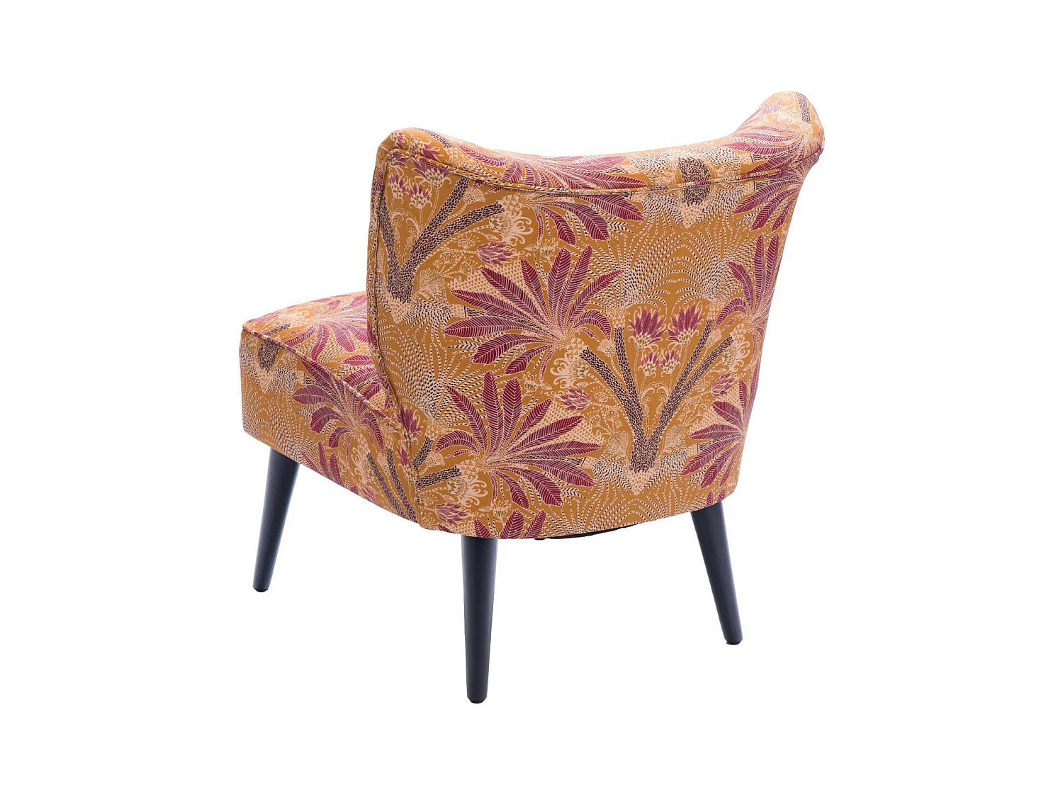Fauteuil crapaud en tissu orange à motifs - RANCHI