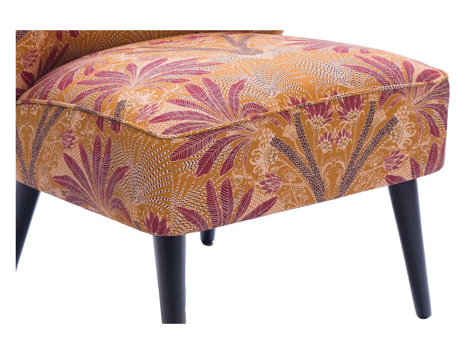 Fauteuil crapaud en tissu orange à motifs - RANCHI