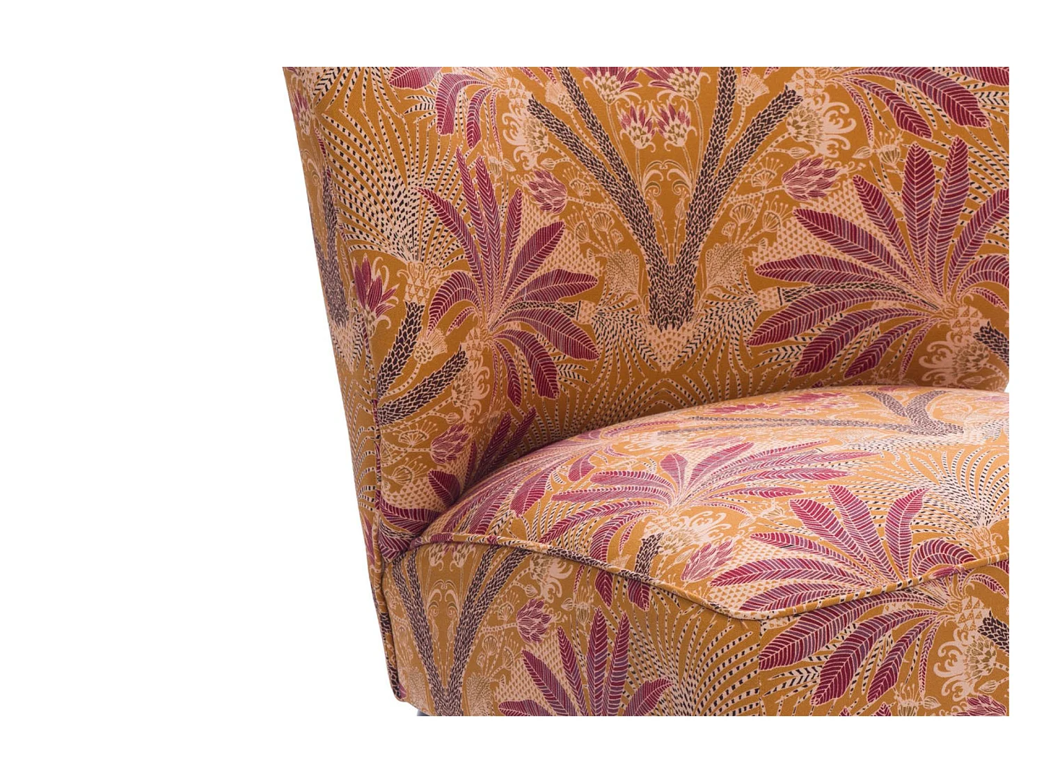 Fauteuil crapaud en tissu orange à motifs - RANCHI