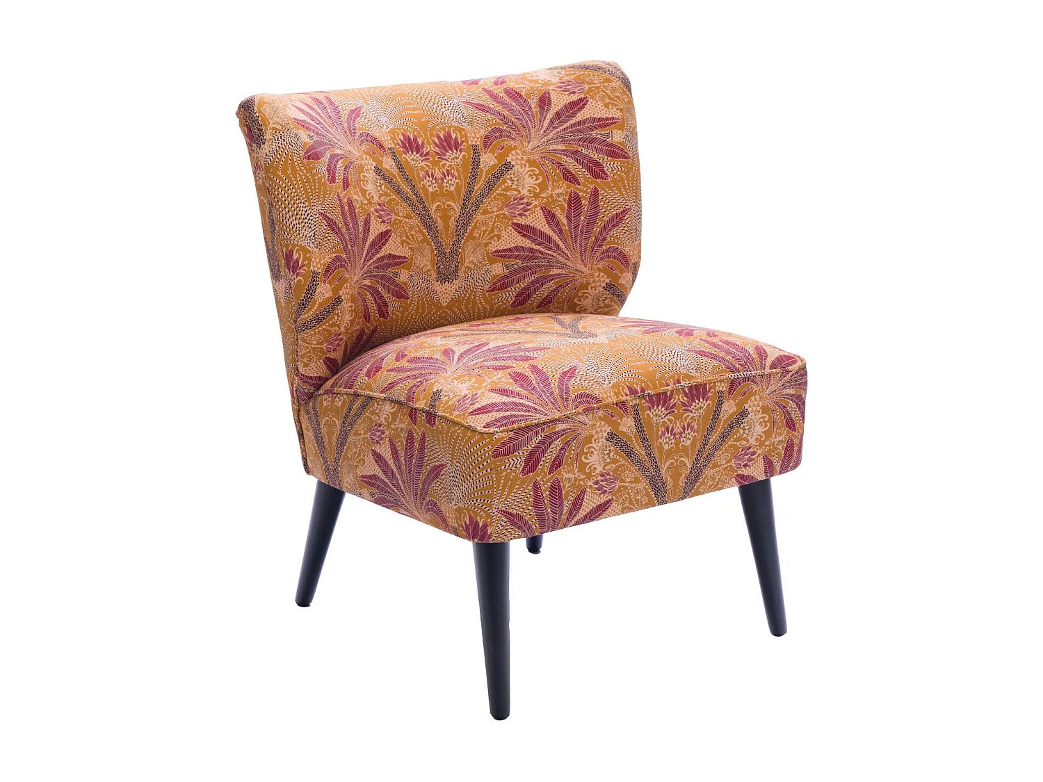 Fauteuil crapaud en tissu orange à motifs - RANCHI