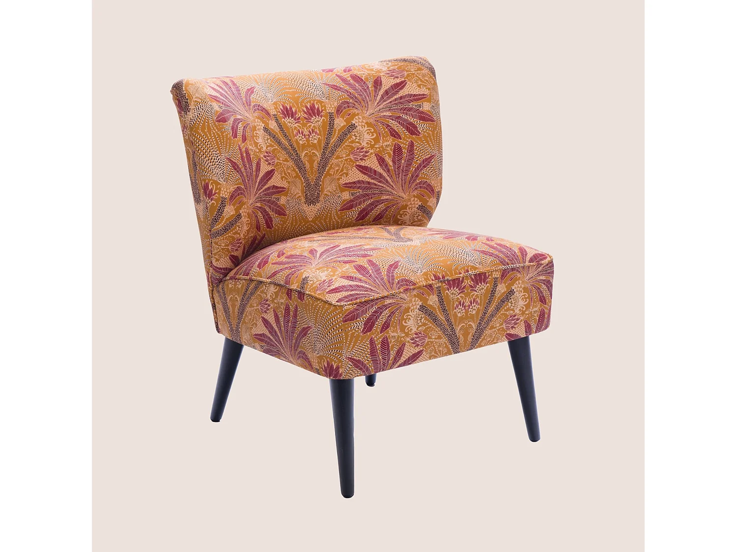 Fauteuil crapaud en tissu orange à motifs - RANCHI