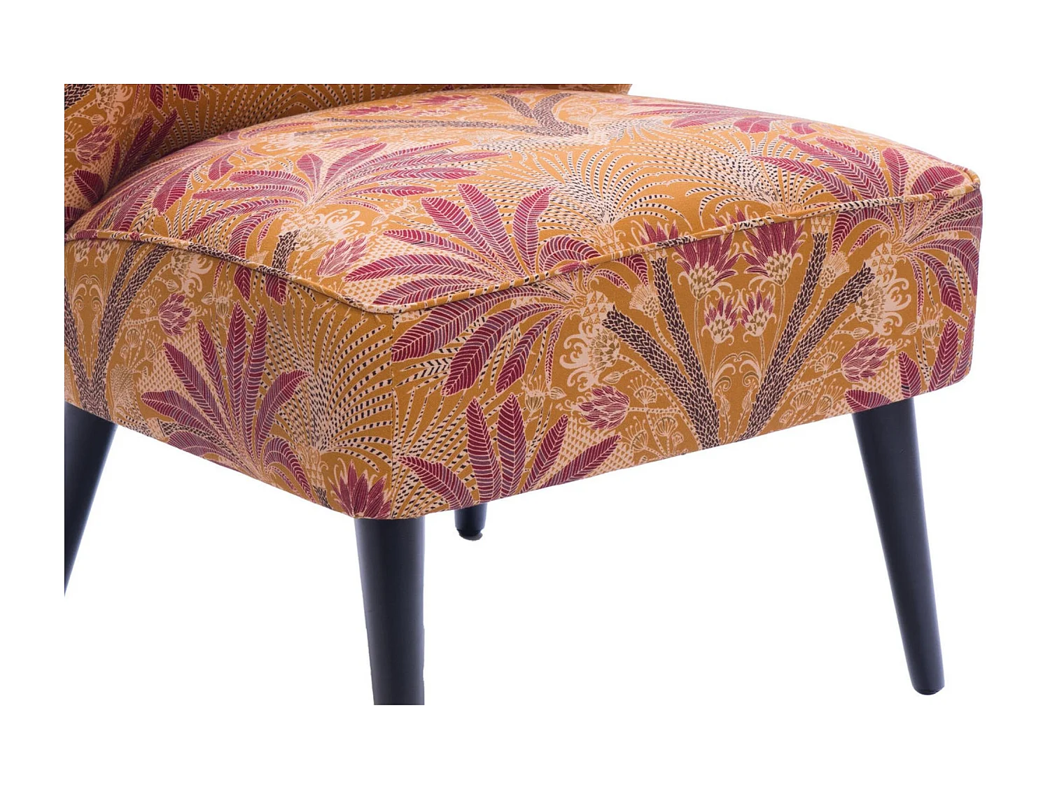 Fauteuil crapaud en tissu orange à motifs - RANCHI