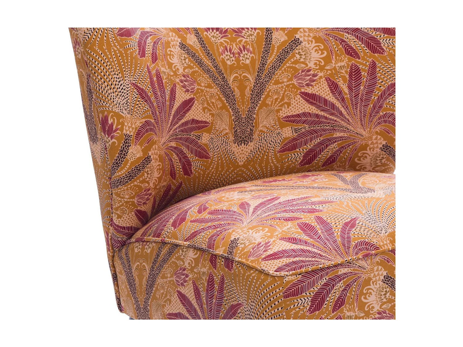 Fauteuil crapaud en tissu orange à motifs - RANCHI