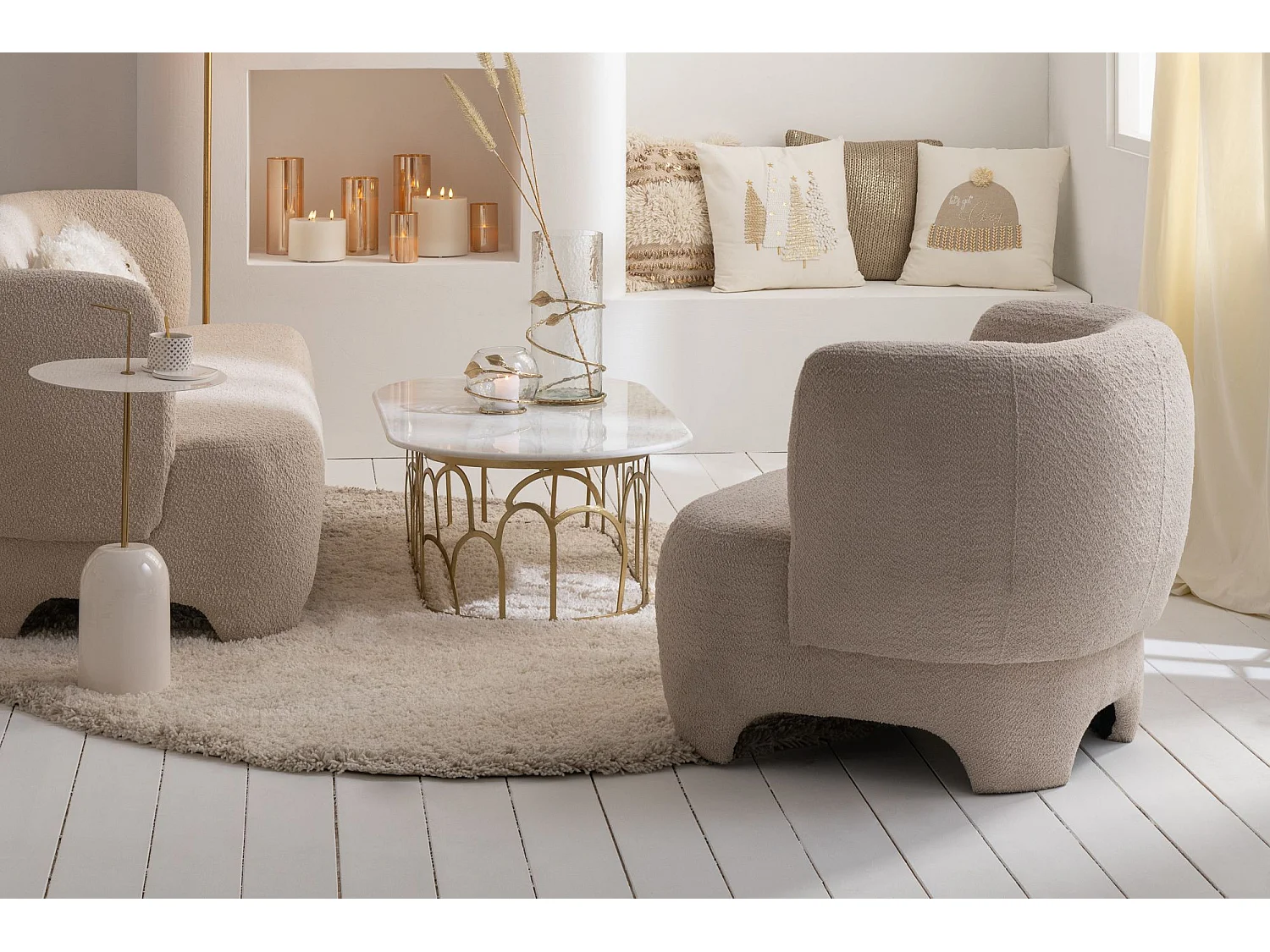 Fauteuil Design Tricoté "Erwin" 80cm Blanc