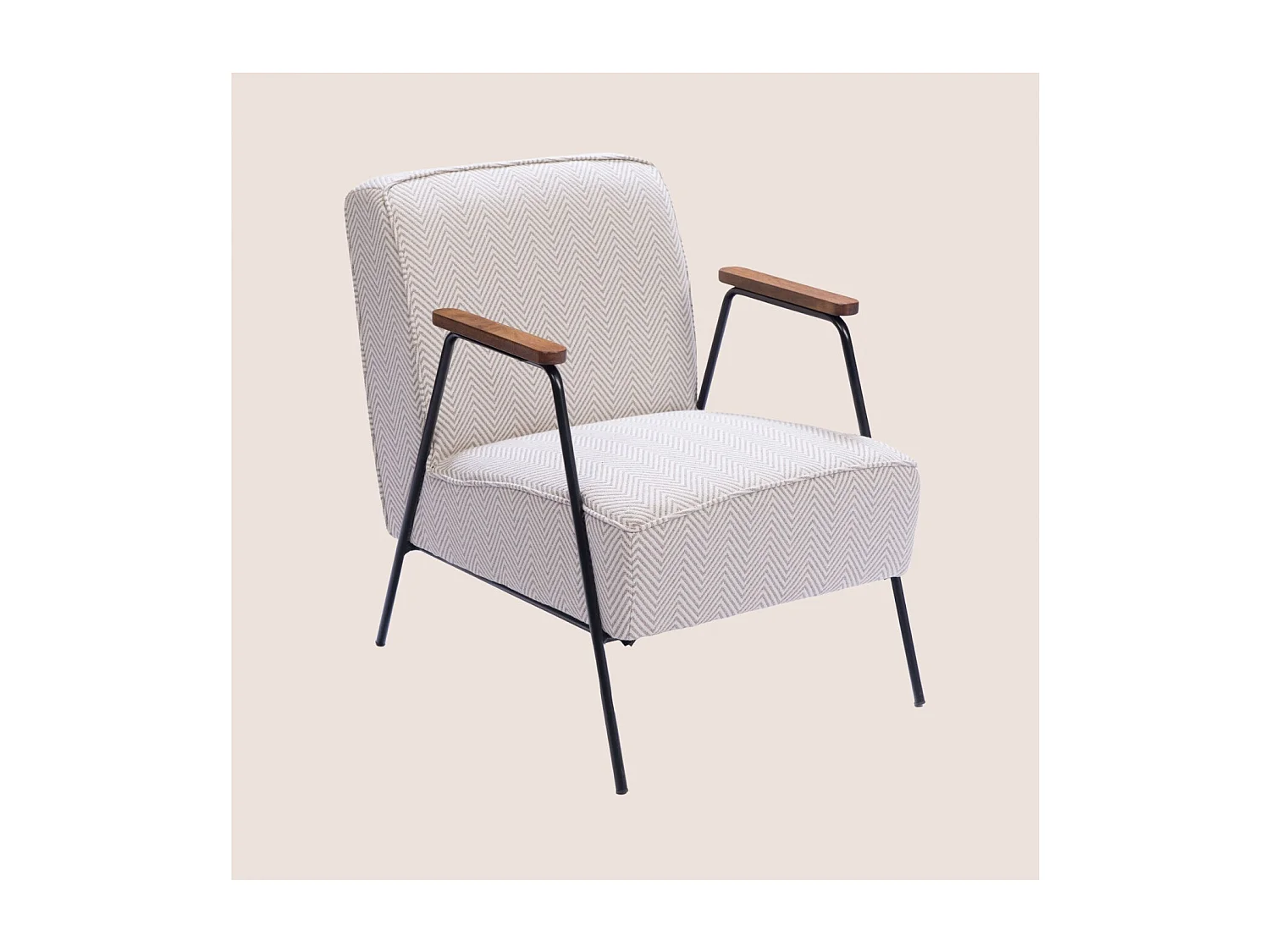 Fauteuil en tissu à chevrons ivoire et gris - SINTRA