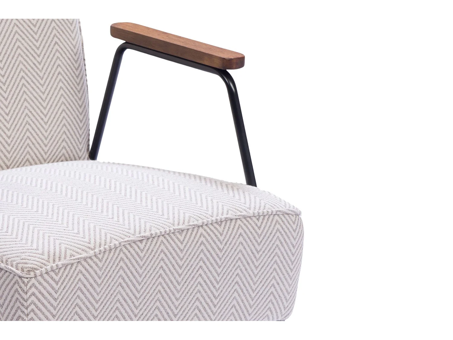 Fauteuil en tissu à chevrons ivoire et gris - SINTRA