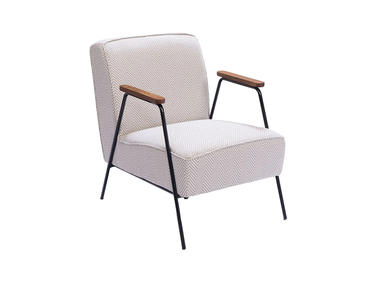Fauteuil en tissu à chevrons ivoire et gris - SINTRA