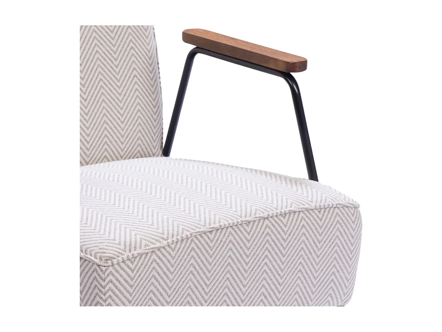 Fauteuil en tissu à chevrons ivoire et gris - SINTRA