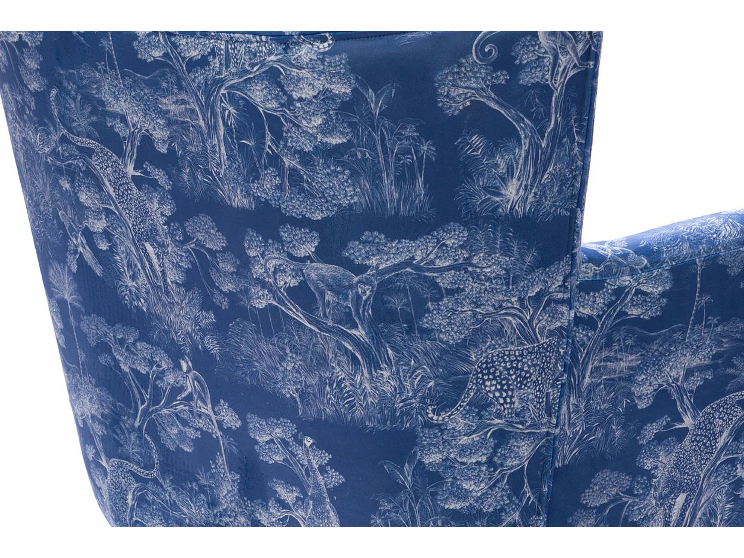 Fauteuil à accoudoirs en tissu peau de pêche bleu à motifs - HERON