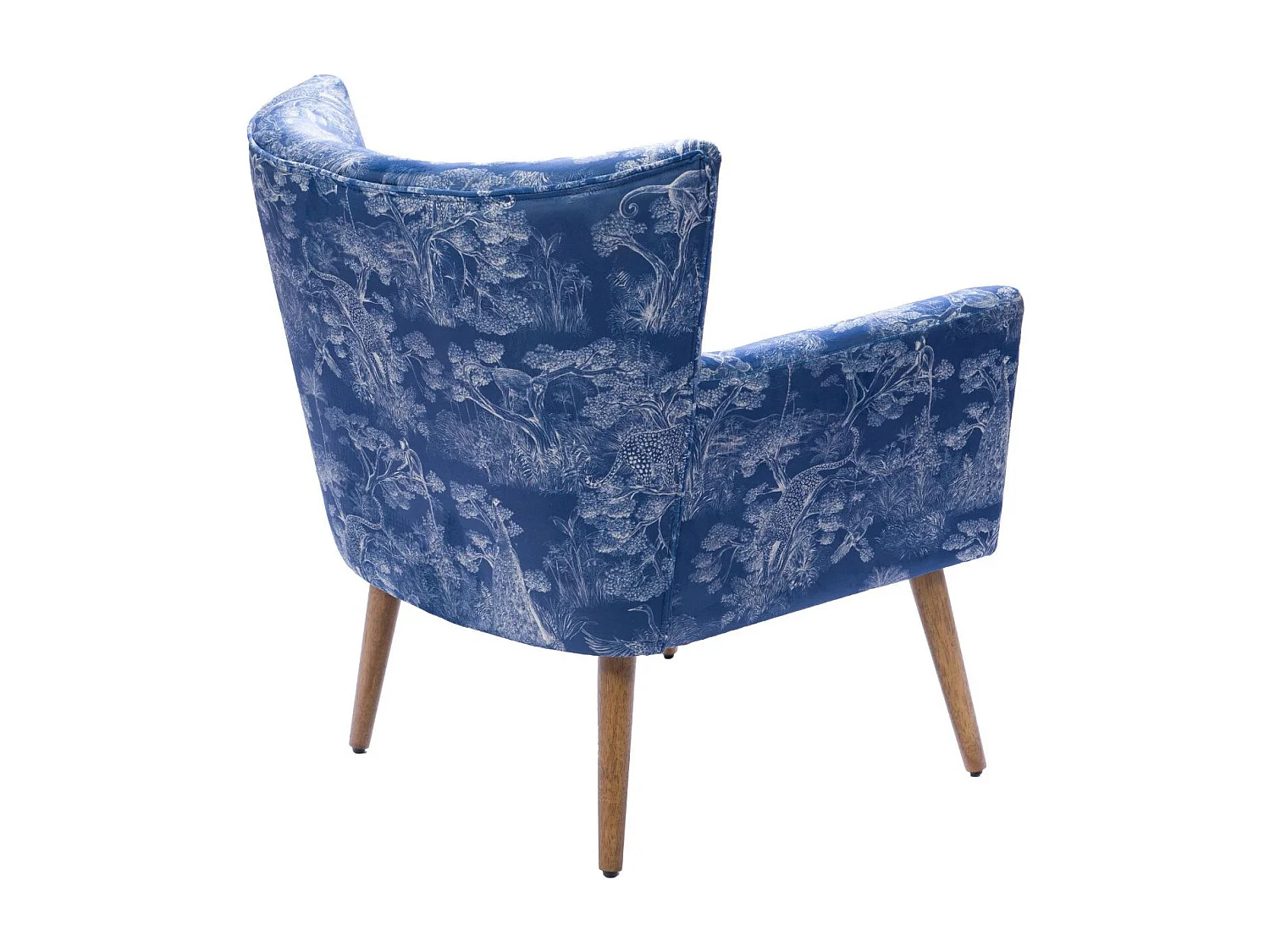 Fauteuil à accoudoirs en tissu peau de pêche bleu à motifs - HERON