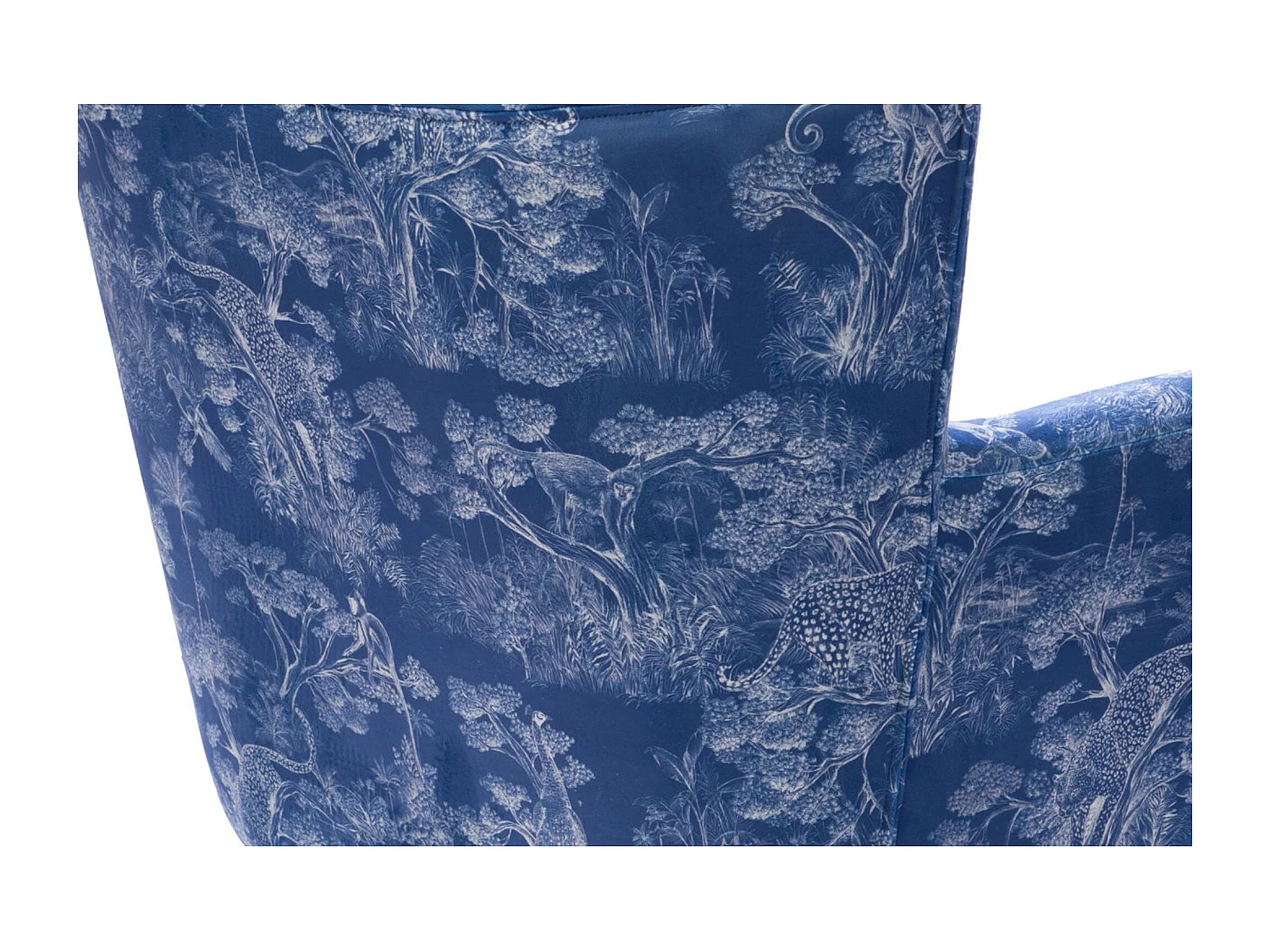 Fauteuil à accoudoirs en tissu peau de pêche bleu à motifs - HERON