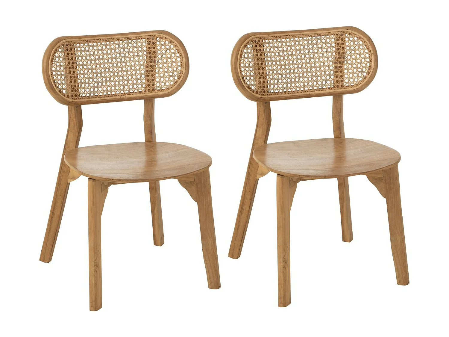 Chaise de salle à manger en teck naturel et rotin (lot de 2) - LIMA