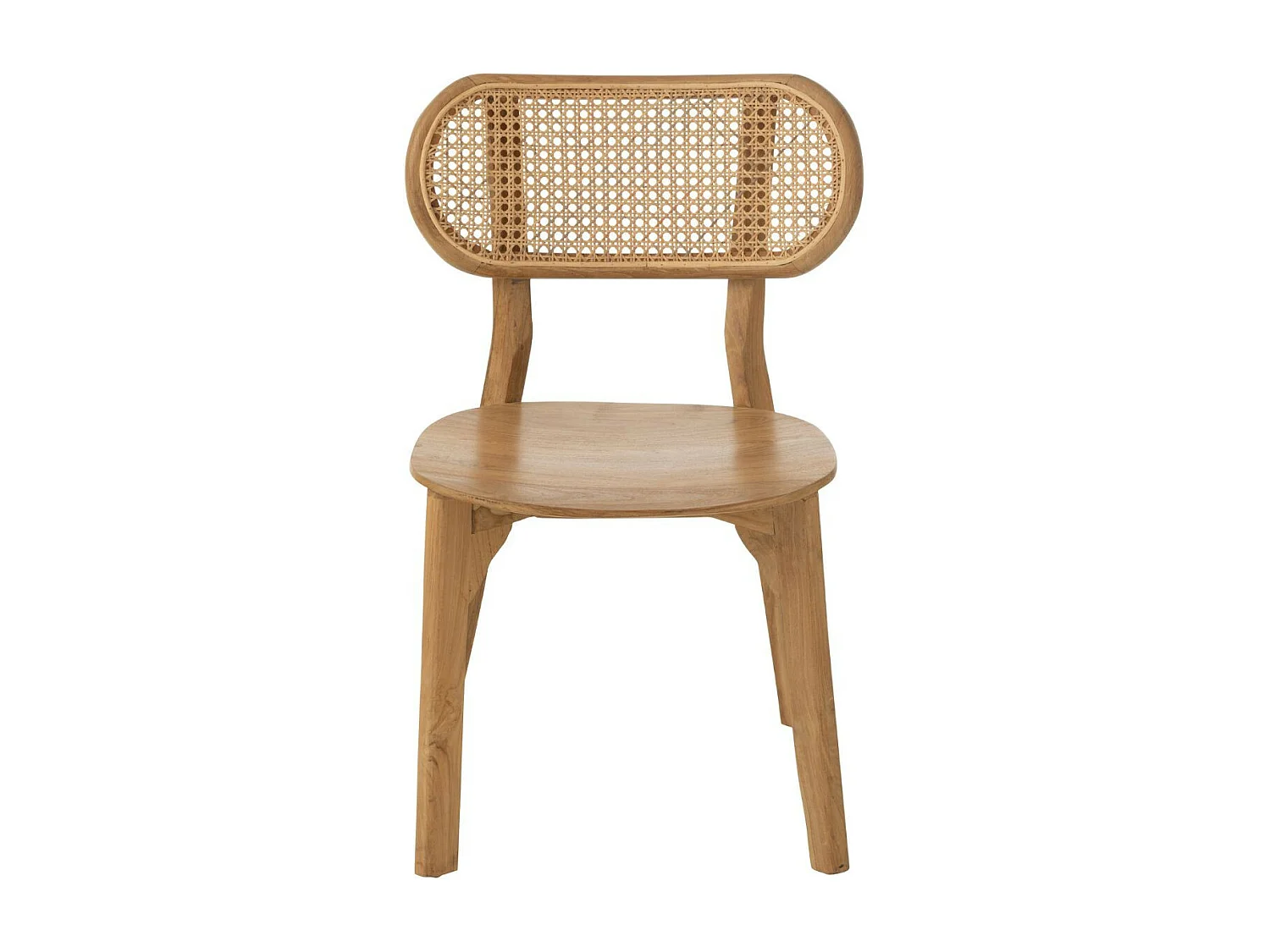 Chaise de salle à manger en teck naturel et rotin (lot de 2) - LIMA