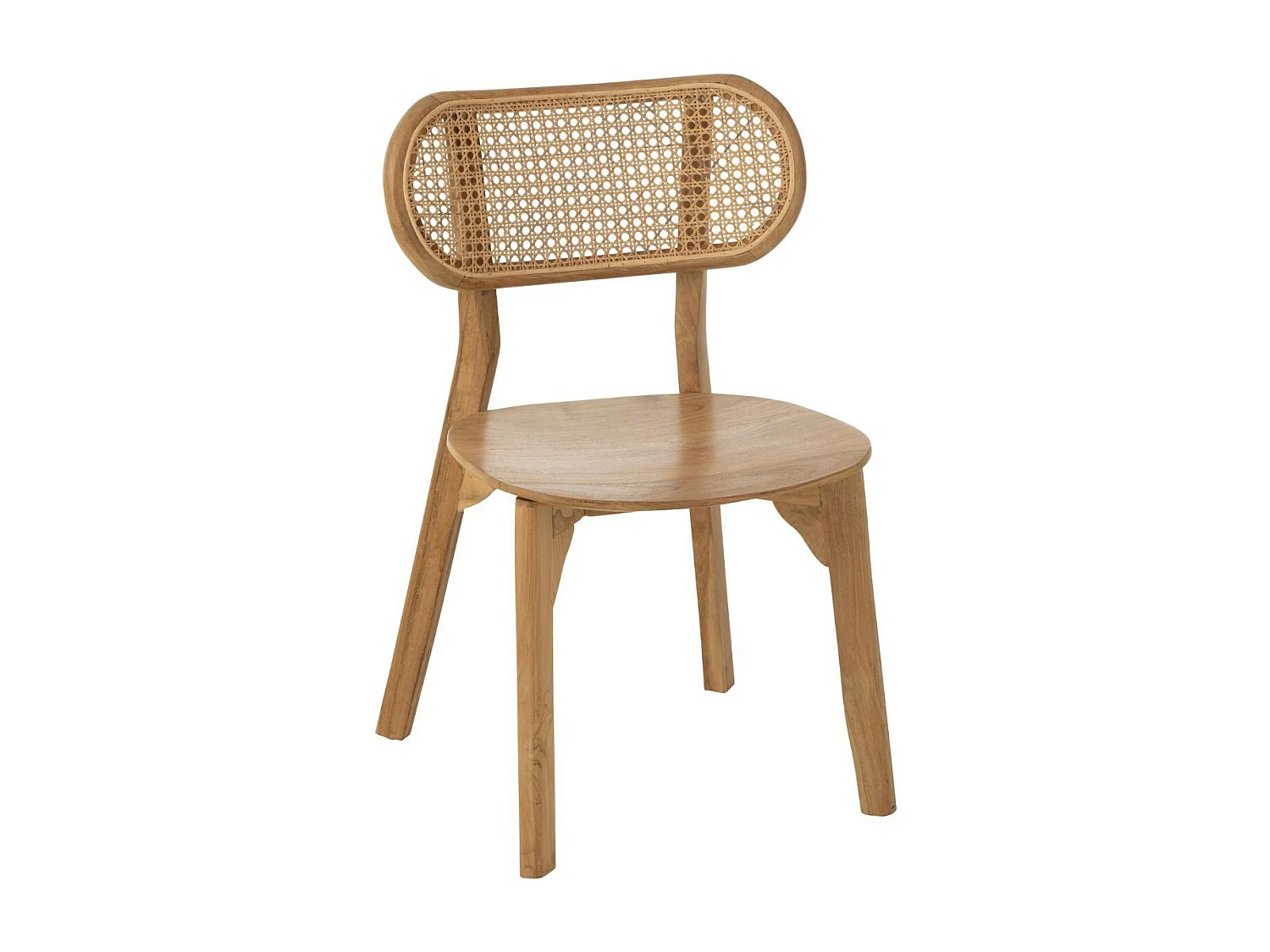 Chaise de salle à manger en teck naturel et rotin (lot de 2) - LIMA