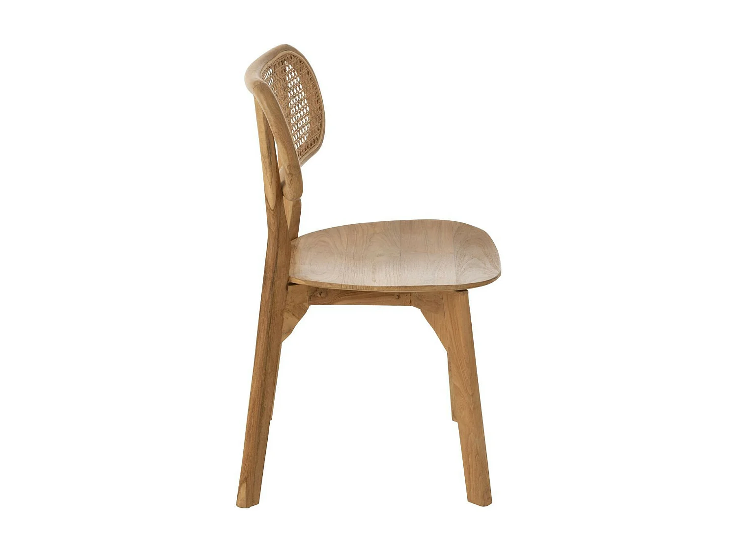 Chaise de salle à manger en teck naturel et rotin (lot de 2) - LIMA