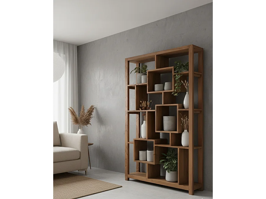 Maze - Étagère en bois massif de Teck