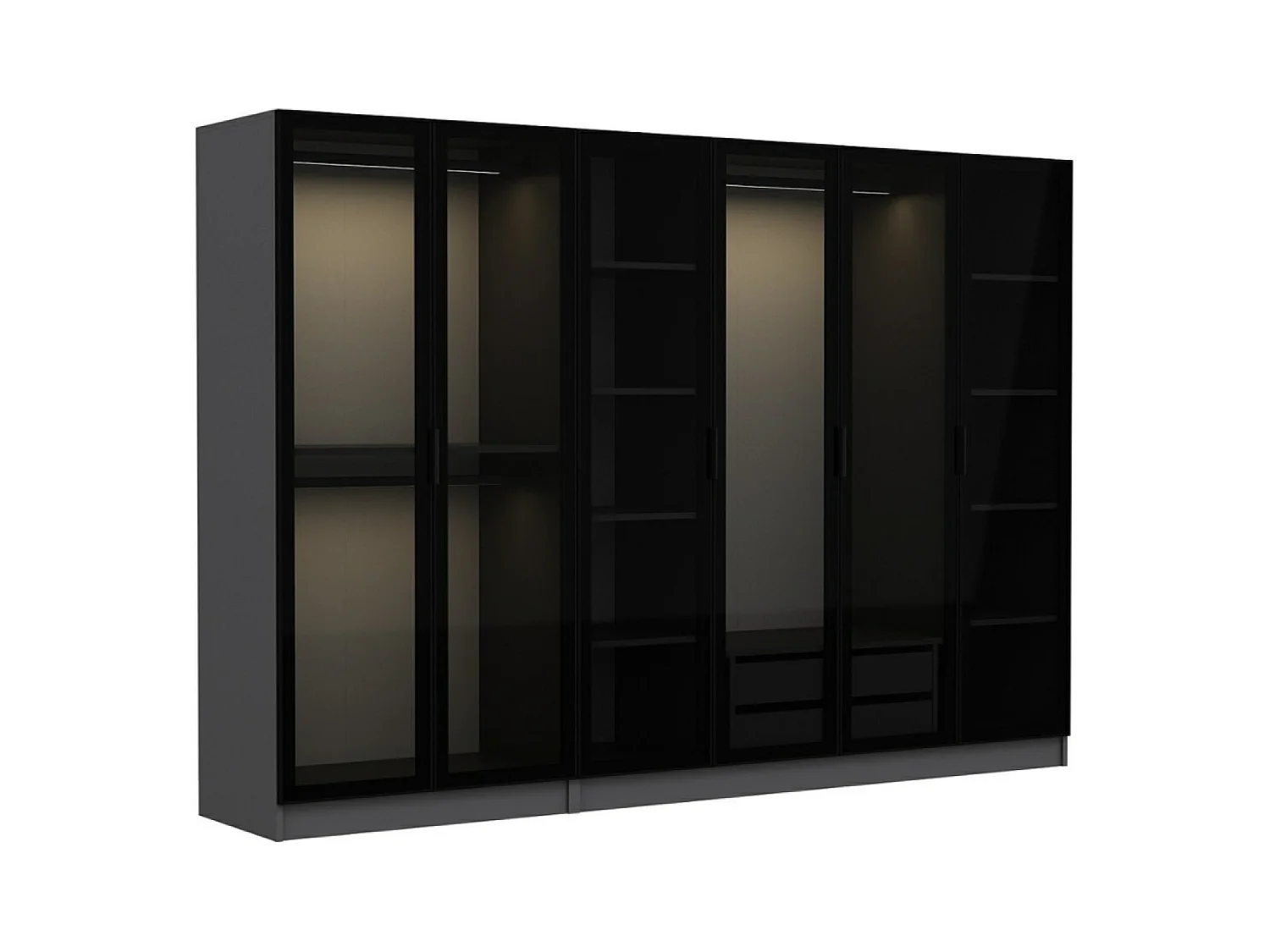 Dressing avec étagères et penderie - 15 espaces de stockage - 270 x 210 x 52 cm OPERA
