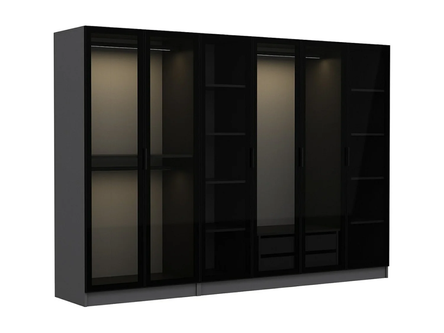 Spogliatoio antracite con scaffali e armadi RIVOLI - 90 x 210 x 52 cm