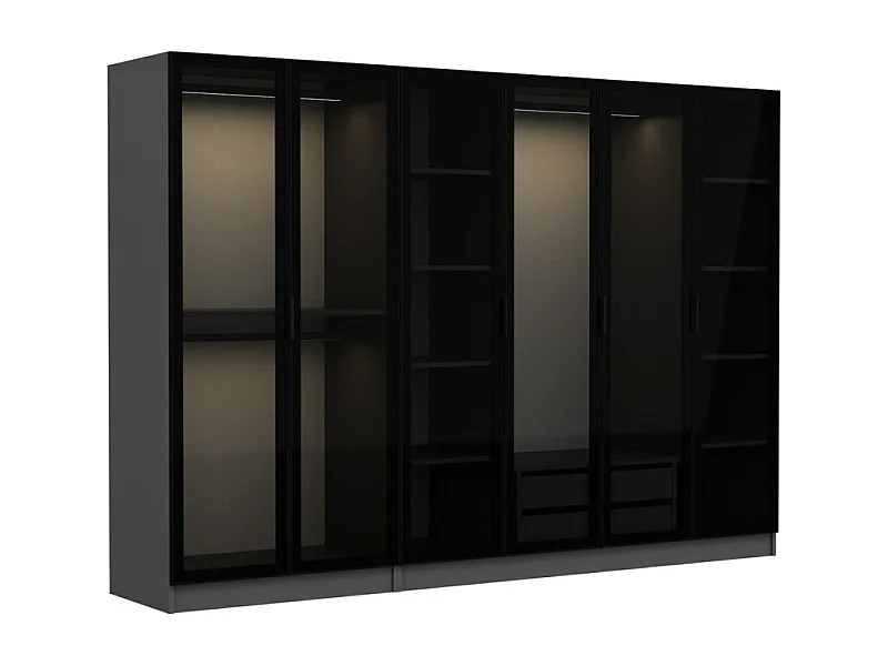 Compacte antraciet kledingkast met planken en kledingstangen - 90 x 210 x 52 cm