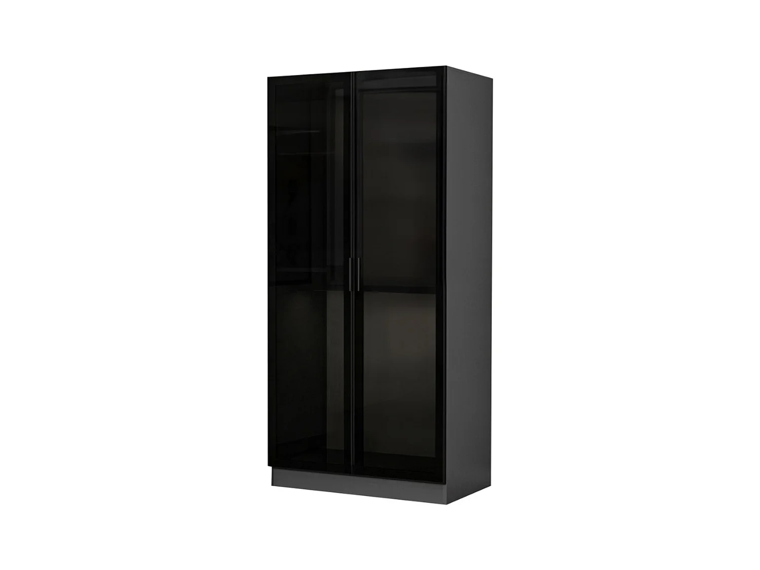 Antrazitfarbener kompakter Kleiderschrank mit Regalen und Kleiderstangen - RIVOLI - 90 x 210 x 52 cm