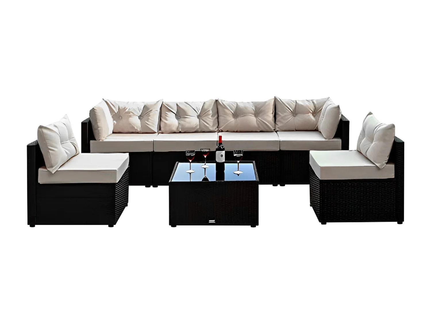 Set di mobili da giardino componibili a 5 posti in resina intrecciata NACULA - nero