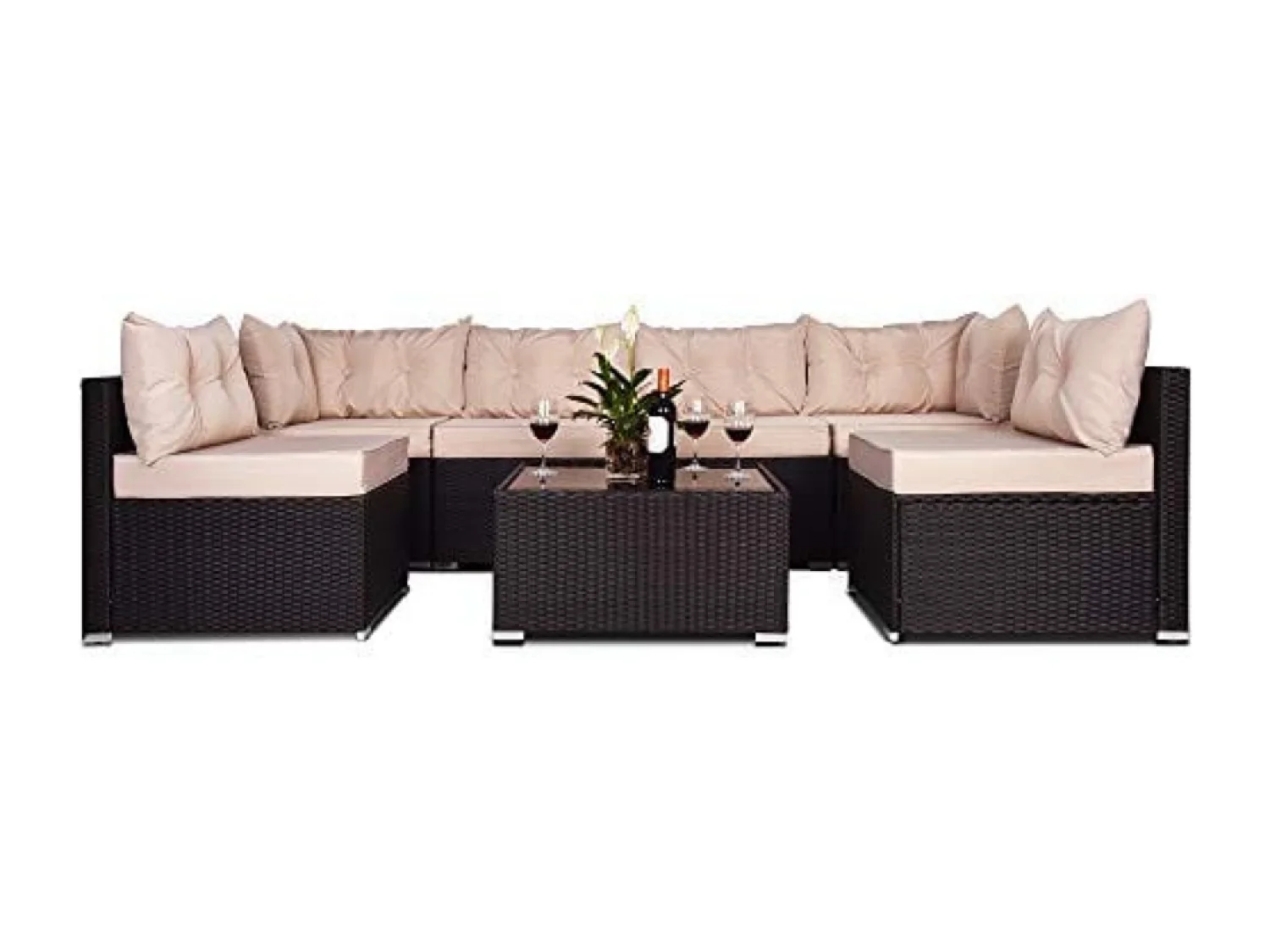 Set di mobili da giardino componibili a 5 posti in resina intrecciata NACULA - nero