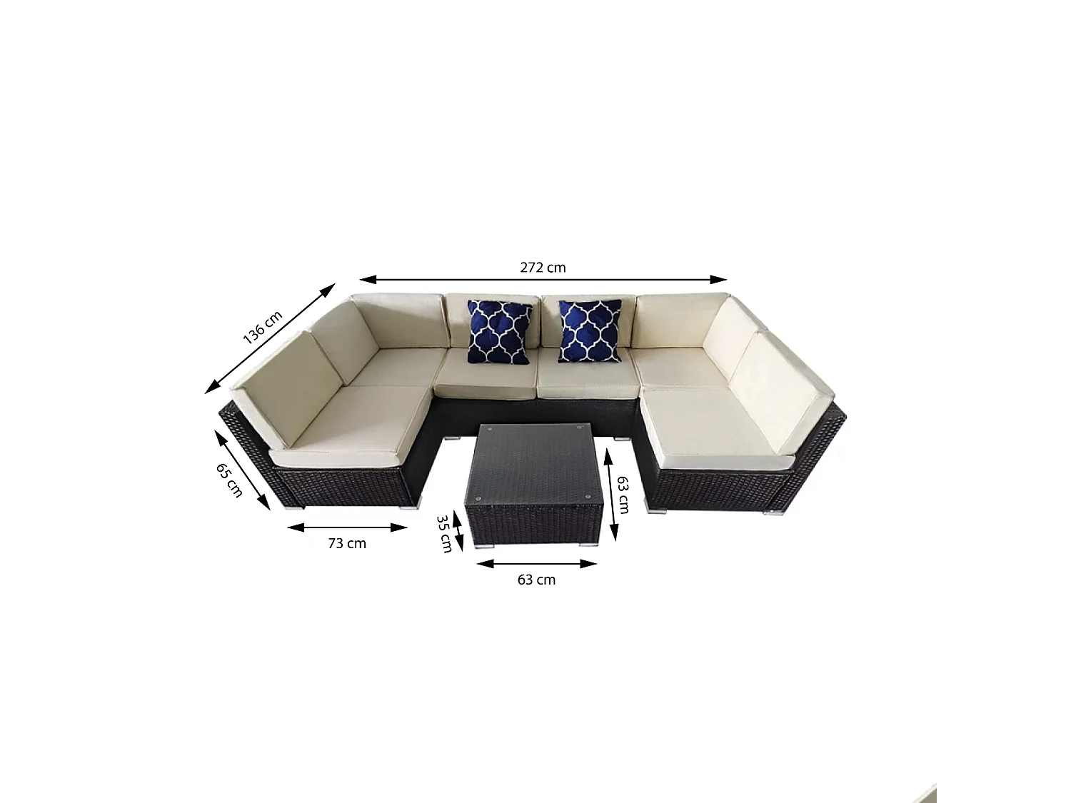 Salon de jardin modulable 6 places en résine tressée - marron et beige ALDABRA