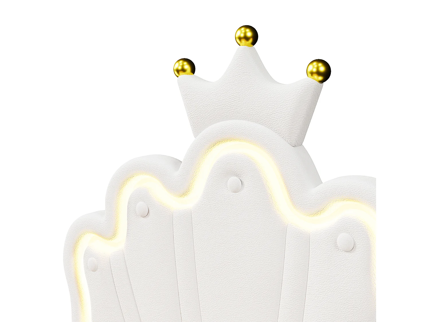 Lit enfant rembourré 90x200 cm - avec LED et 2 tiroirs - Blanc