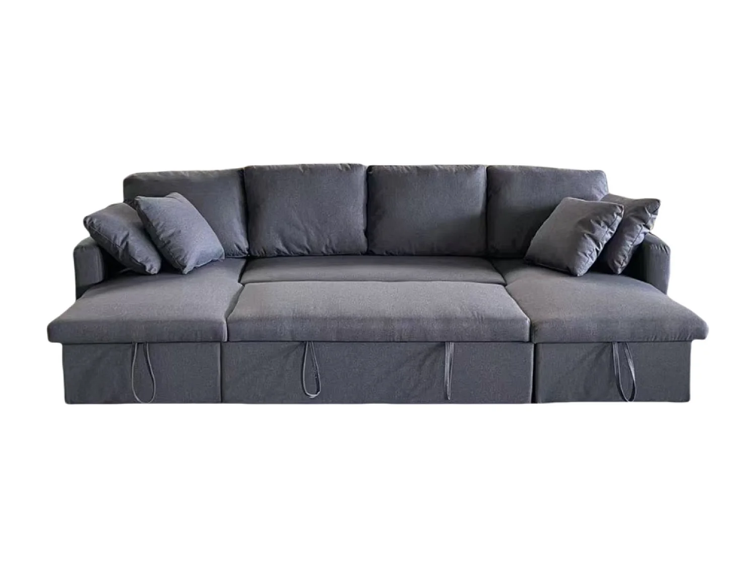 Canapé panoramique convertible avec coffre 4 places en tissu - gris foncé MAHÉ