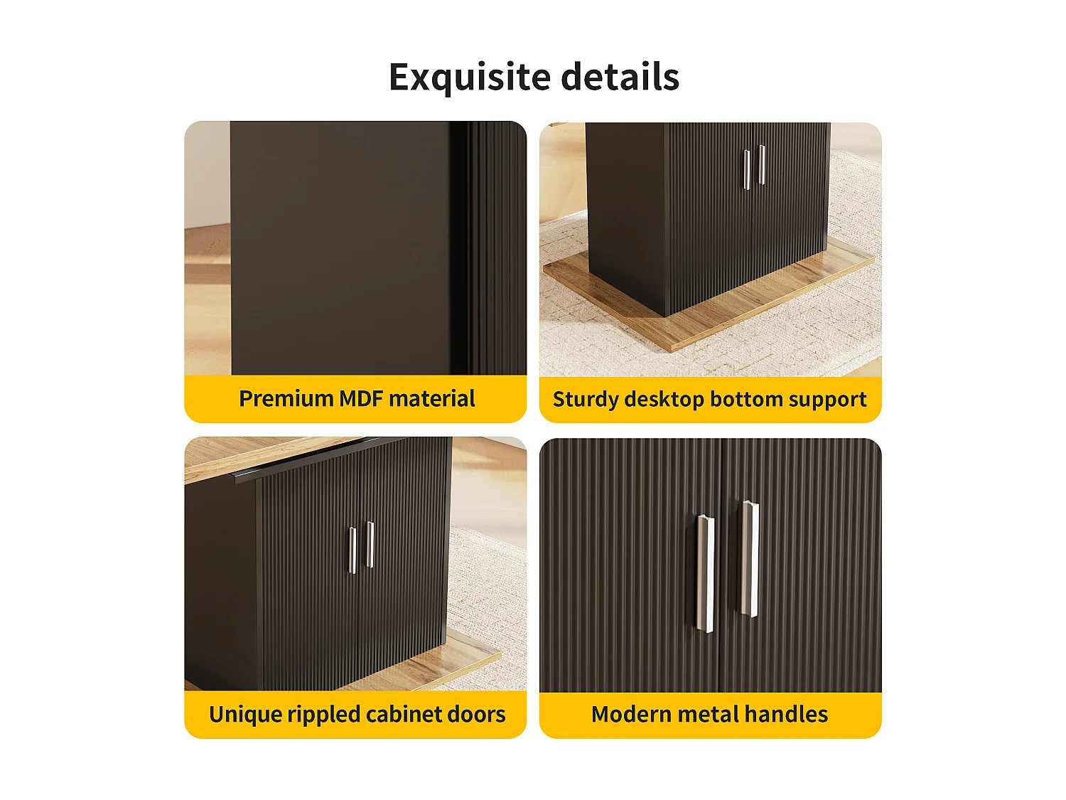 Stół jadalny składany 140x70 cm - z MDF - z miejscem do przechowywania - Czarny i Naturalny