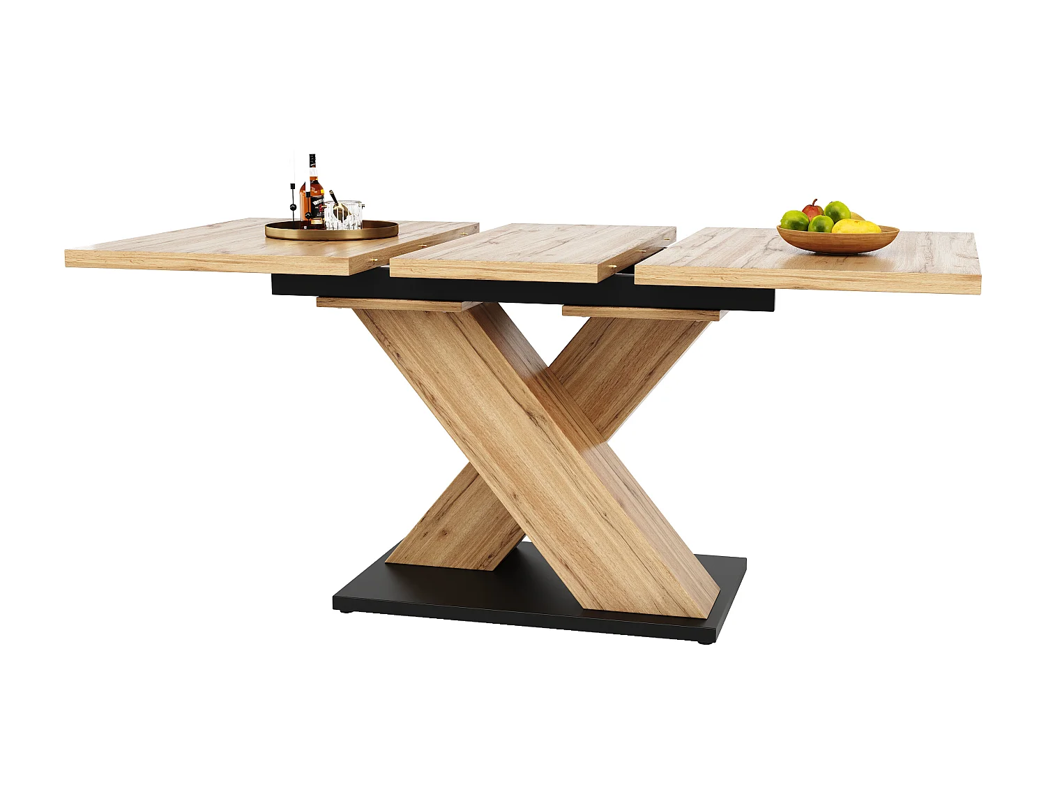 Uitschuifbare eettafel 158,5 x 80 cm - 6 tot 8 personen - MDF - Naturel