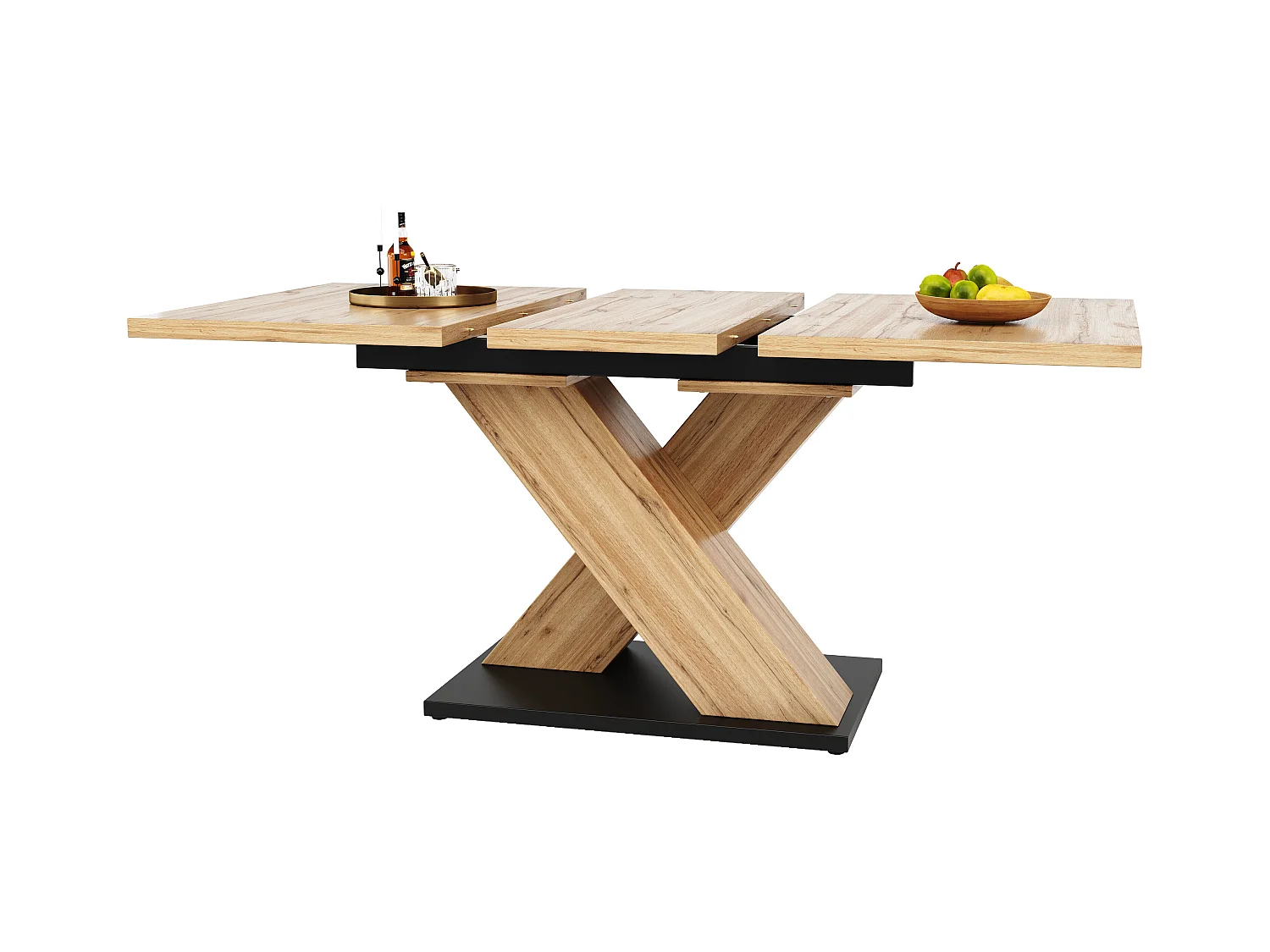 Table à manger escamotable 158,5 x 80 cm - 6 à 8 personnes - en MDF - Naturel