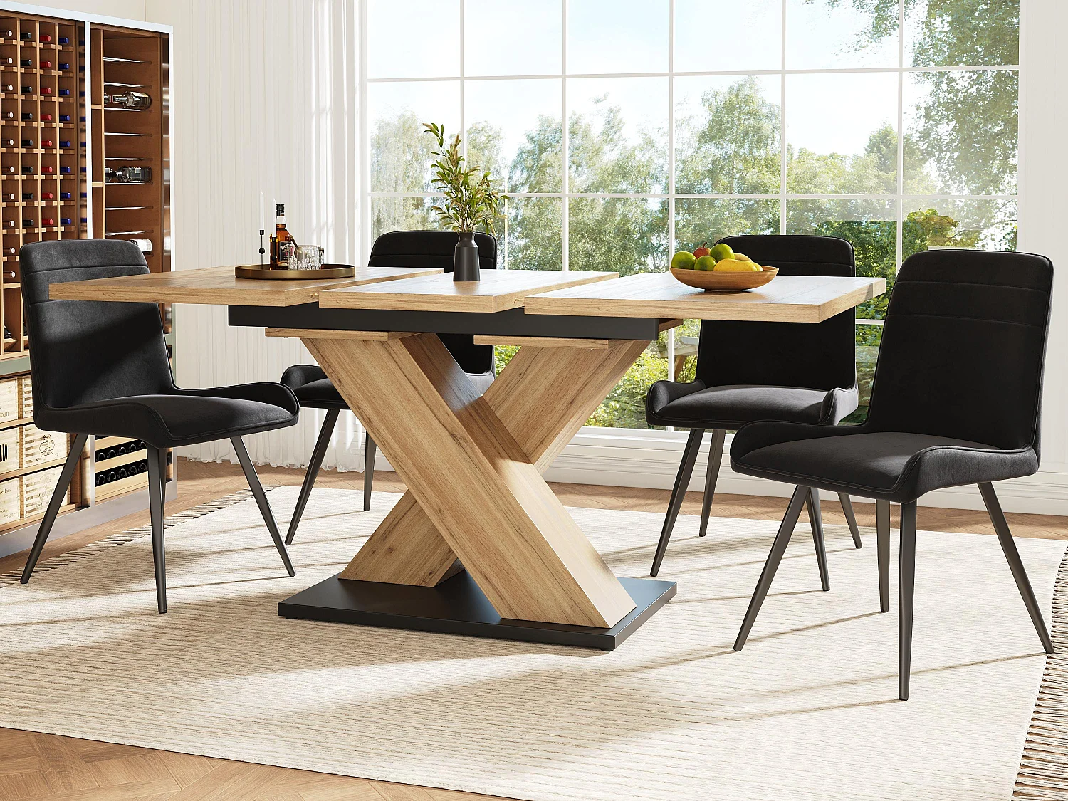 Tavolo da pranzo retrattile 158,5 x 80 cm - da 6 a 8 persone - MDF - Naturale